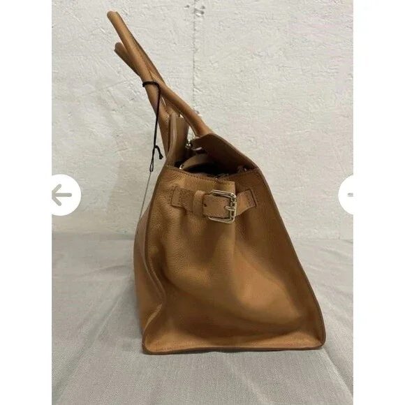 Claudia Firenze Genuine Italian Caramel Leather Tote Handbag Purse New - Picture 4 of 11